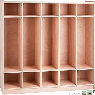 Happybuy 5-Section Classroom Coat Locker, 15mm Thickness Cubbies for Classrooms, Classroom Cubbies, Classroom Furniture with 4 casters for Home, School, Kindergarten