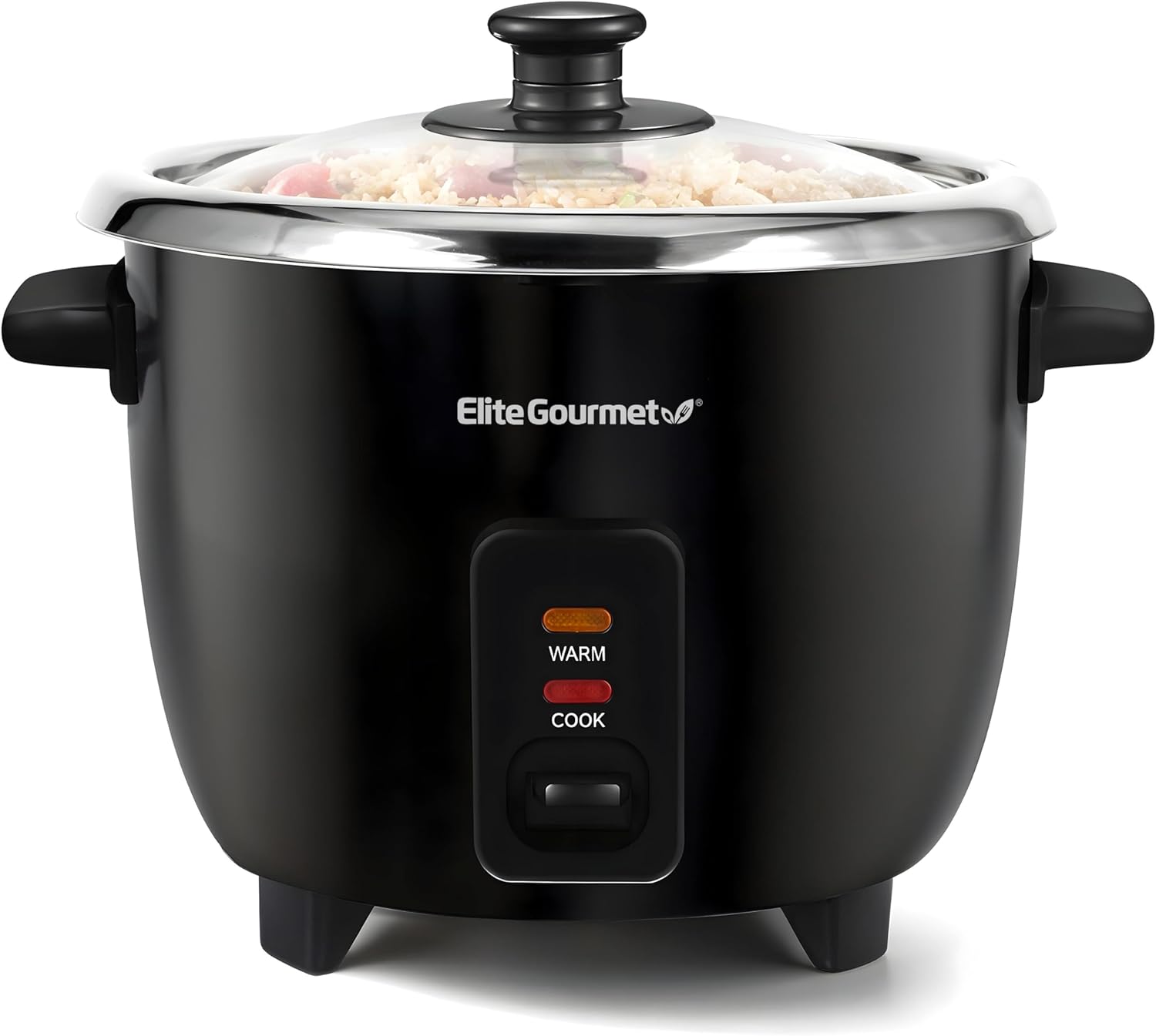 Elite Gourmet ERC006SS 6-Cup Electric Rice Cooker with 304 Surgical Grade Stainless Steel Inner Pot, Makes Soups, Stews, Porridges, Grains and Cereals, 6 cup (3 cups uncooked), Black