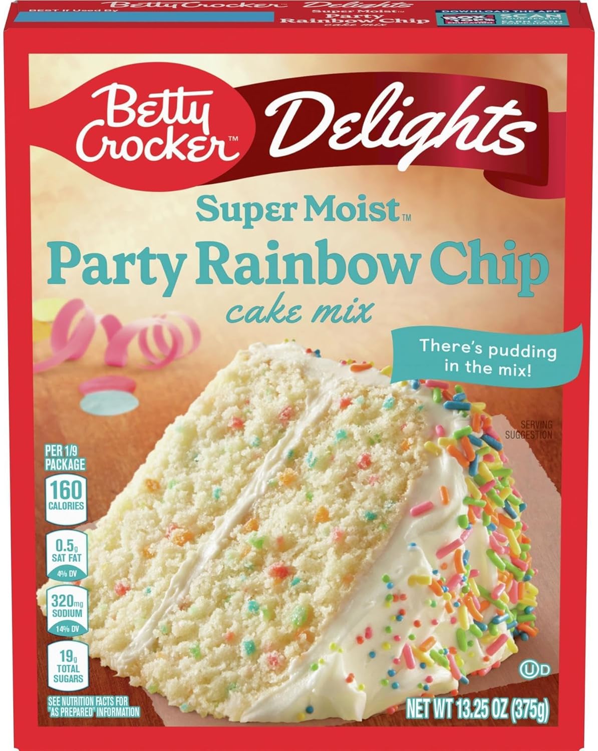 Betty Crocker Delights Super Moist Party Rainbow Cake Mix 376g (13.25oz)