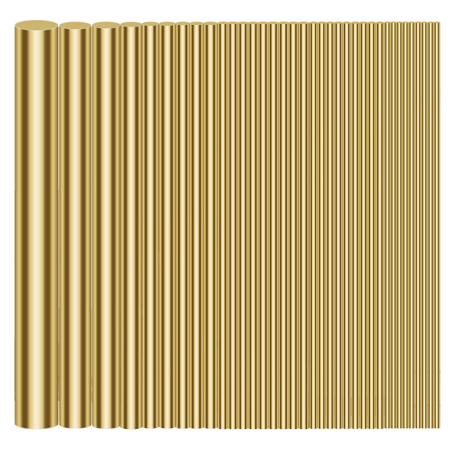 1/2" 3/8" 5/16" 1/4" 3/16" 5/32" 1/8" 3/32" 1/16" Brass Rods Assortment Kit, Brass Solid Round Rod Lathe Bar Stock for Craft Making, Handle Pin, 3.94" in Length (36 Pieces)
