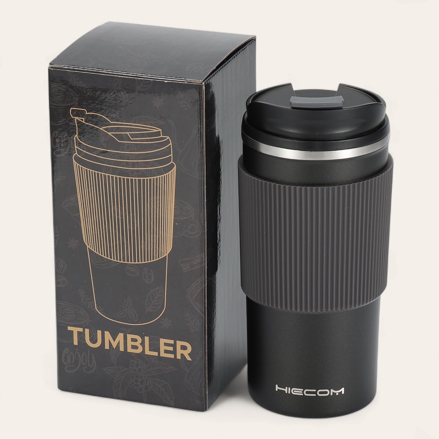 Coffee Cup Vacuum Insulated Travel Mug with Double-Wall, Heat-Resistant Design, Non-Slip Silicone Grip, and Leakproof Lid for Hot and Cold Beverages…