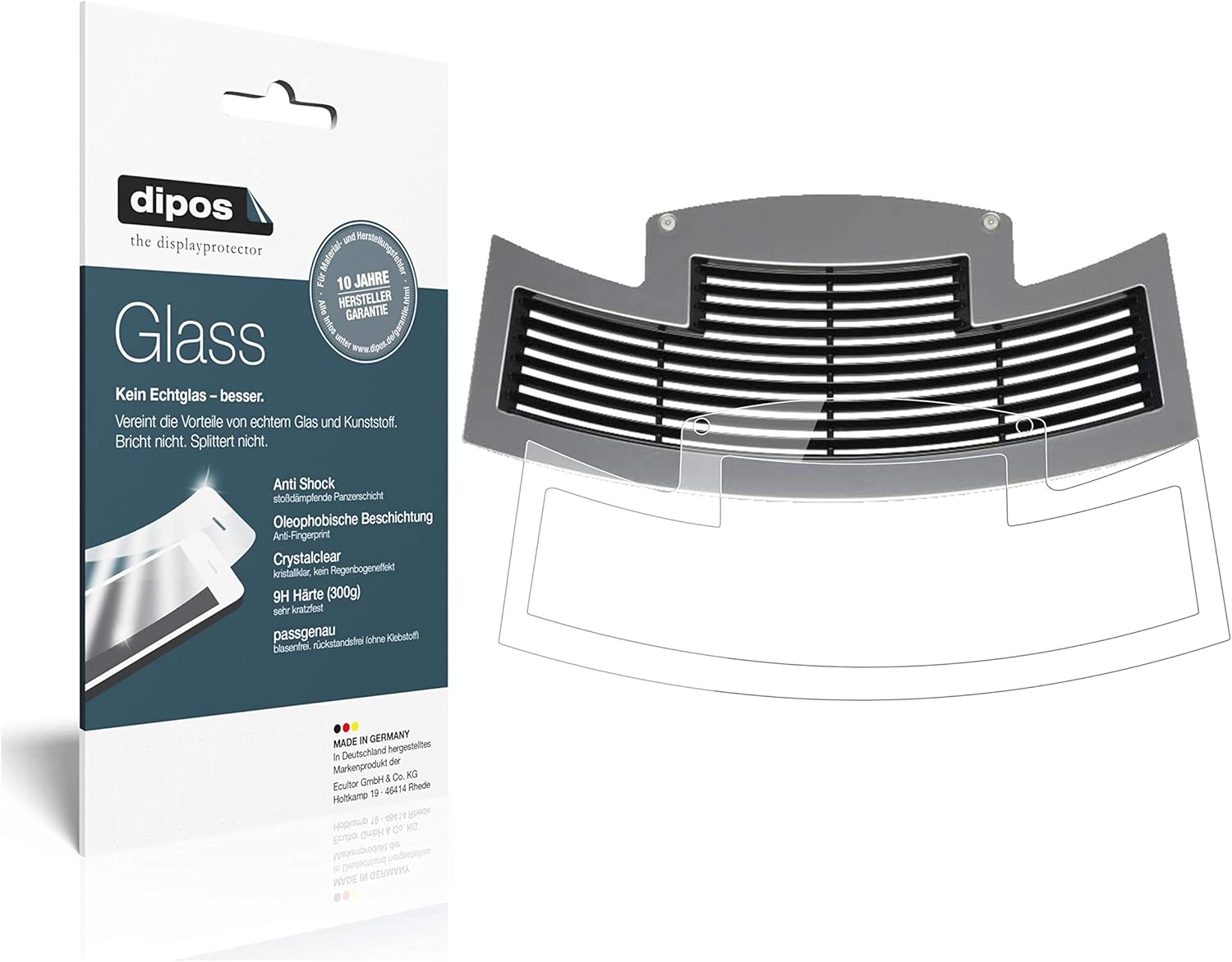 dipos I 2x Screen Protector compatible with Jura WE6 to model 2017 Cup tray cover Flexible Glass 9H Display Protection