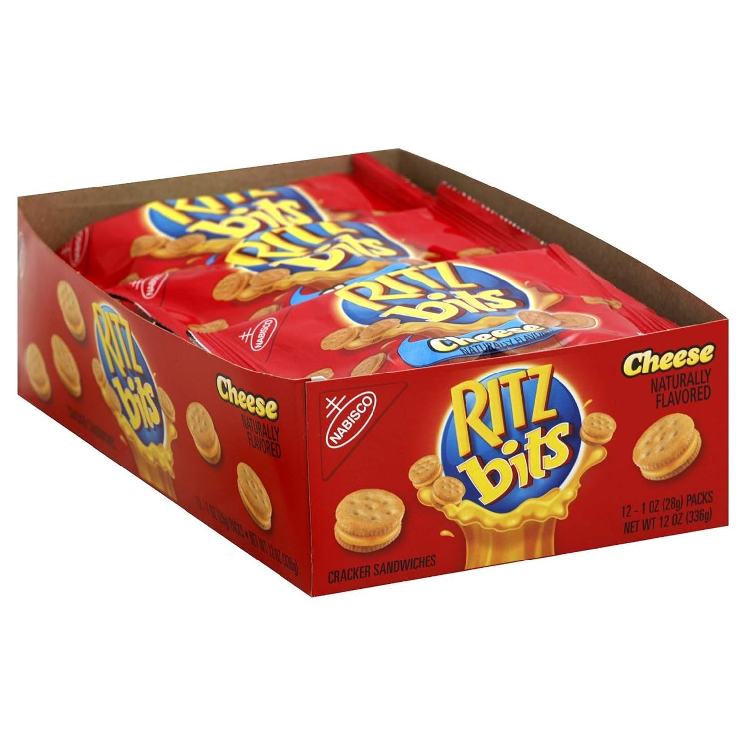 RITZ Bits Cheese Sandwich Crackers, Bulk Lunch Snacks, 48 Snack Packs (4 Boxes)