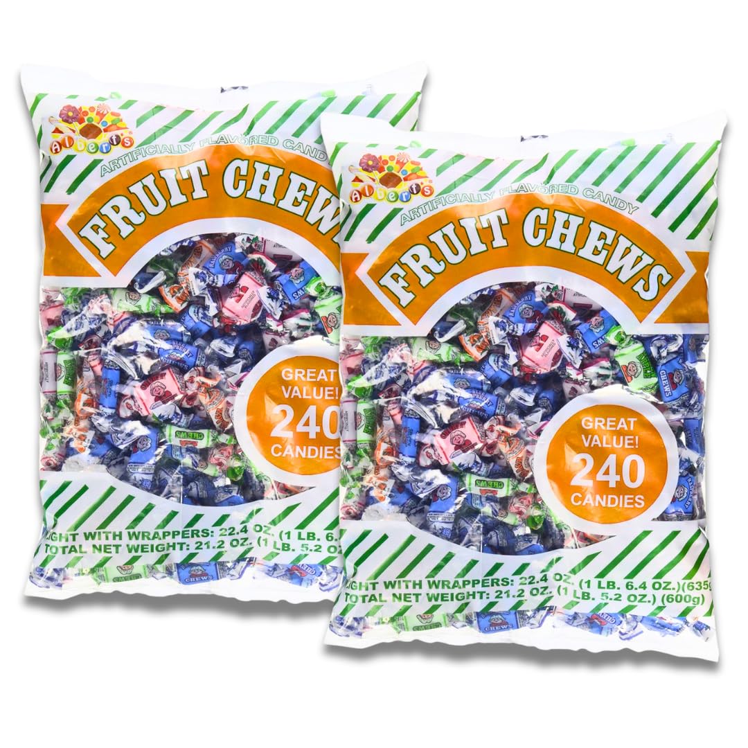 Albert's Candy Assorted Fruit Chews Candy, Individually Wrapped (240 Pcs (2-Pack), Assorted)