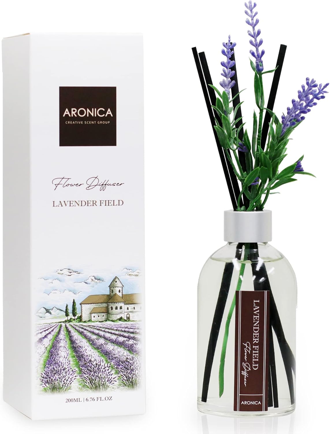 Aronica Lavender Essential Oil Reed Diffuser, Decorative Air Fresheners for Home Long Lasting, Guest Room Must Haves, Room Lavender Scent, Bathroom Odir, Guest Bathroom Decor, Spa Scent Sir Freshener