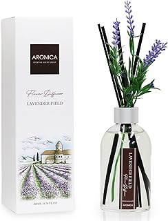 Aronica Lavender Essential Oil Reed Diffuser, Decorative Air Fresheners for Home Long Lasting, Guest Room Must Haves, Room Lavender Scent, Bathroom Odir, Guest Bathroom Decor, Spa Scent Sir Freshener