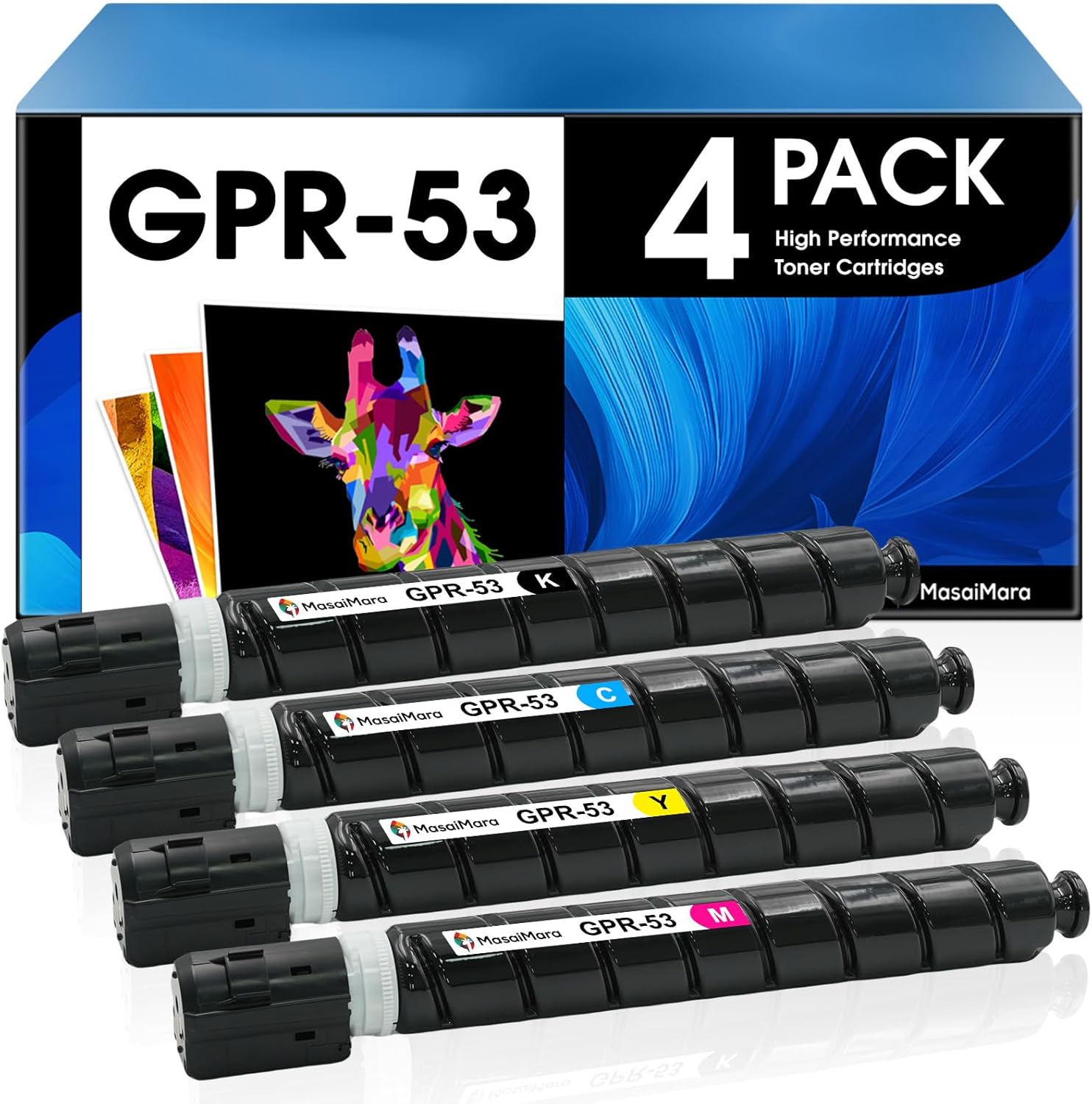 MasaiMara GPR-53 GPR53 Toner Cartridge for Canon ImageRunner Advance C3020 C3320 C3320F C3320L C3325 C3325i C3330 C3520 C3520i C3525 C3525i C3530 C3530i Printer (Black, Cyan, Yellow, Magenta, 4-Pack)