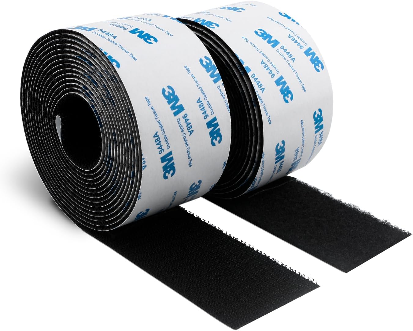 3M Hook and Loop Self Adhesive Tape 50MM x 6M 9448A Sticky Back Interlocking Nylon Fabric Fastener Heavy Duty Adhesion Strip Tape Black