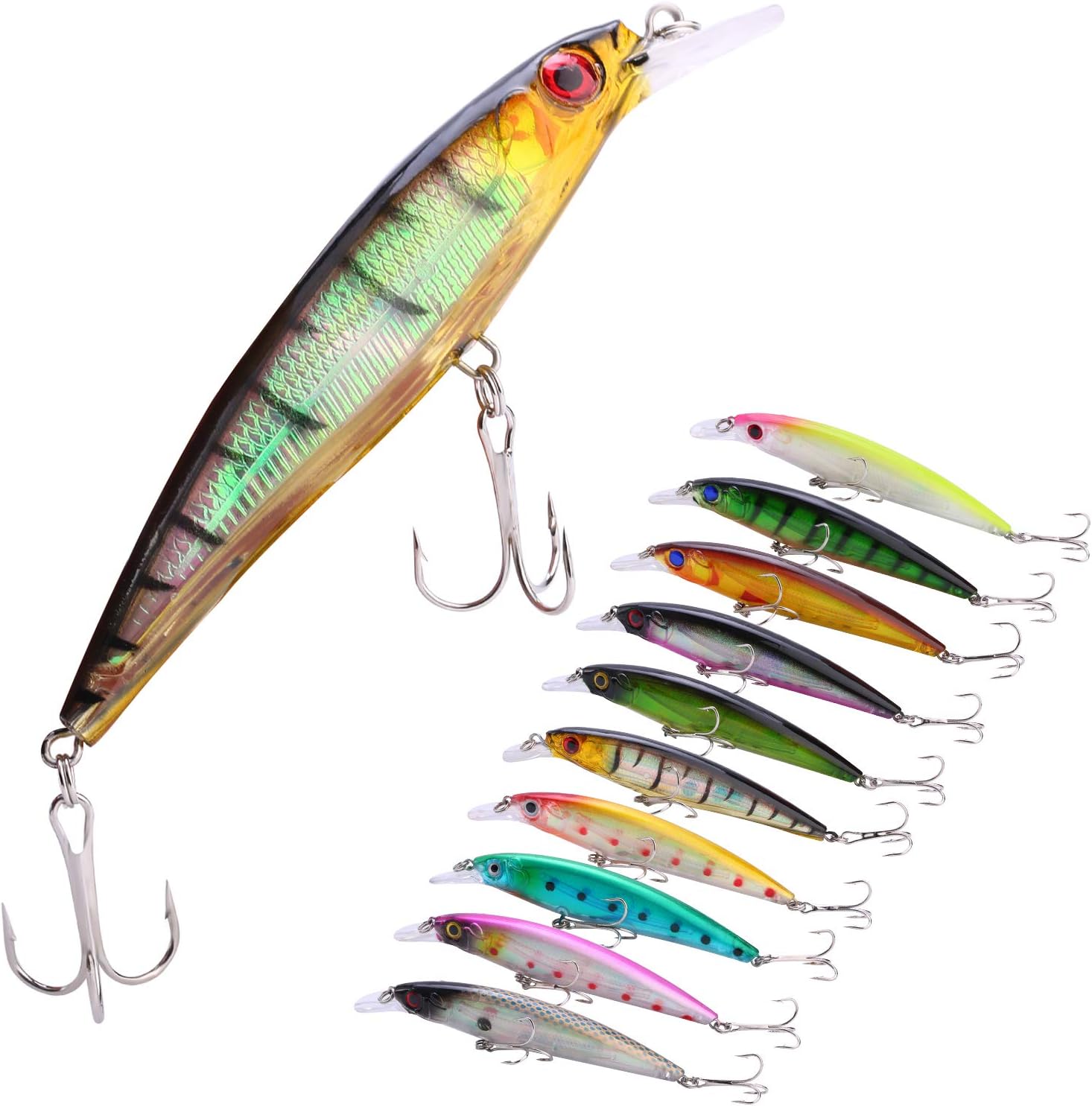 Sougayilang Minnow Fishing Lures Crankbaits Set Fishing Hard Baits Swimbaits Boat Topwater Lures for Trout Bass Perch Fishing