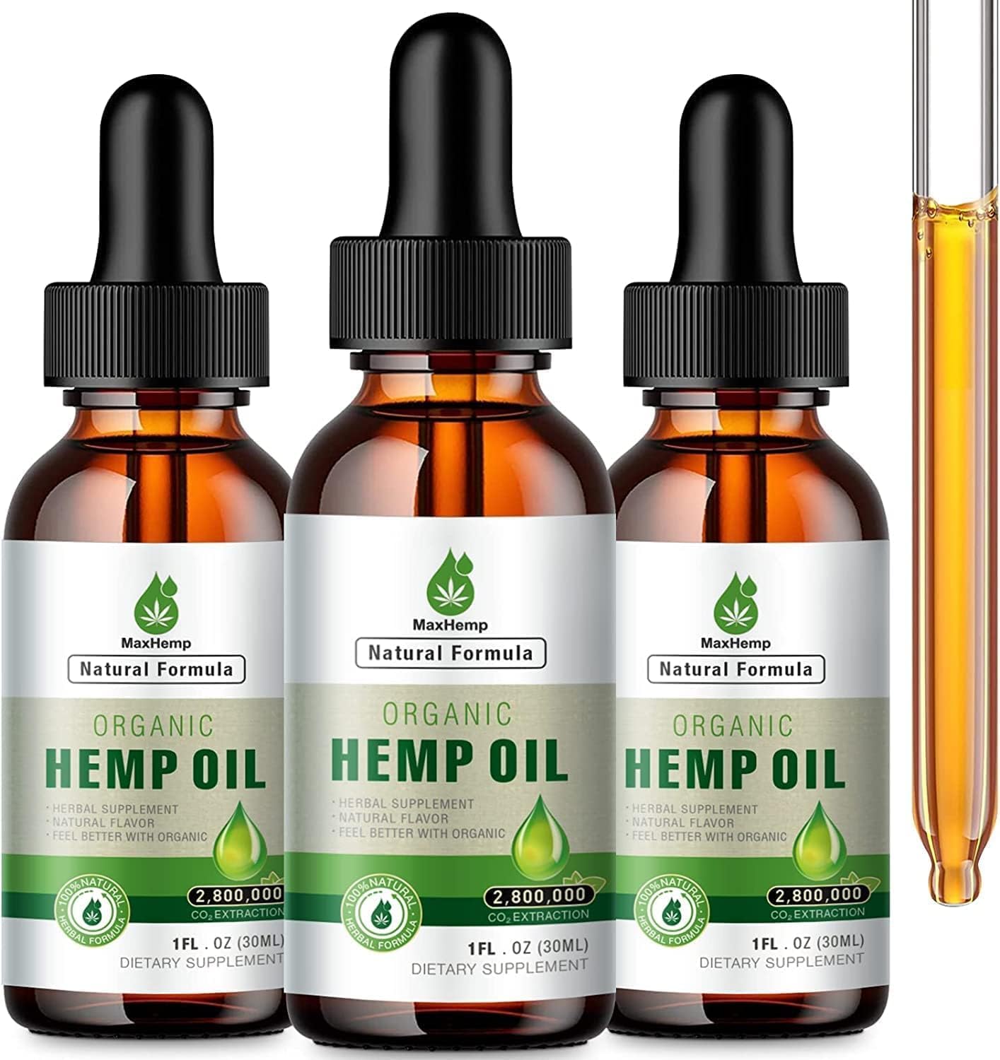 Hemp Oil Organic Premium - 2,800,000 Maximum Strength - 100% Natural Hemp Drops Tincture - Hemp Oils with Vegan 014626