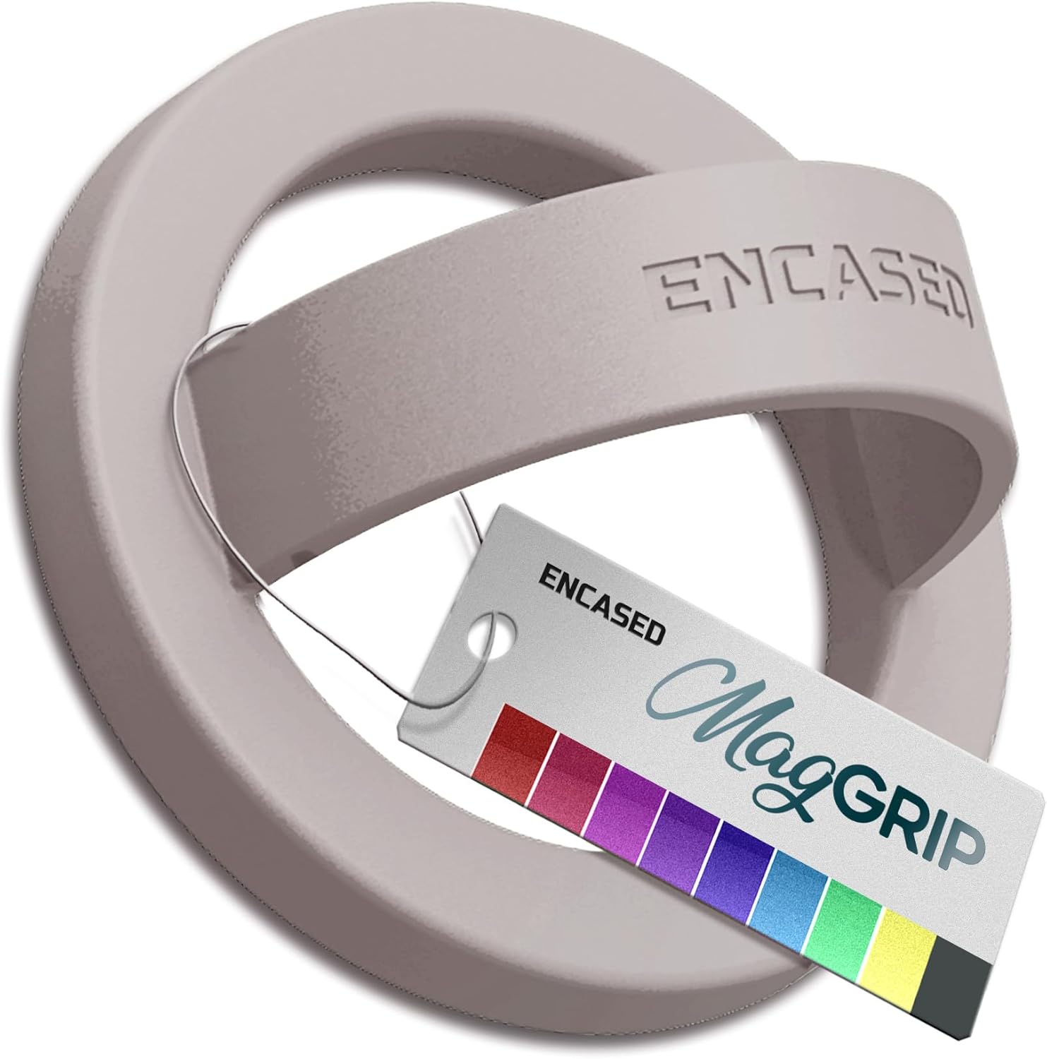 Encased Magnetic Phone Grip Holder (Compatible with MagSafe) Thin Silicone Finger Loop Ring for iPhone (Neutral)