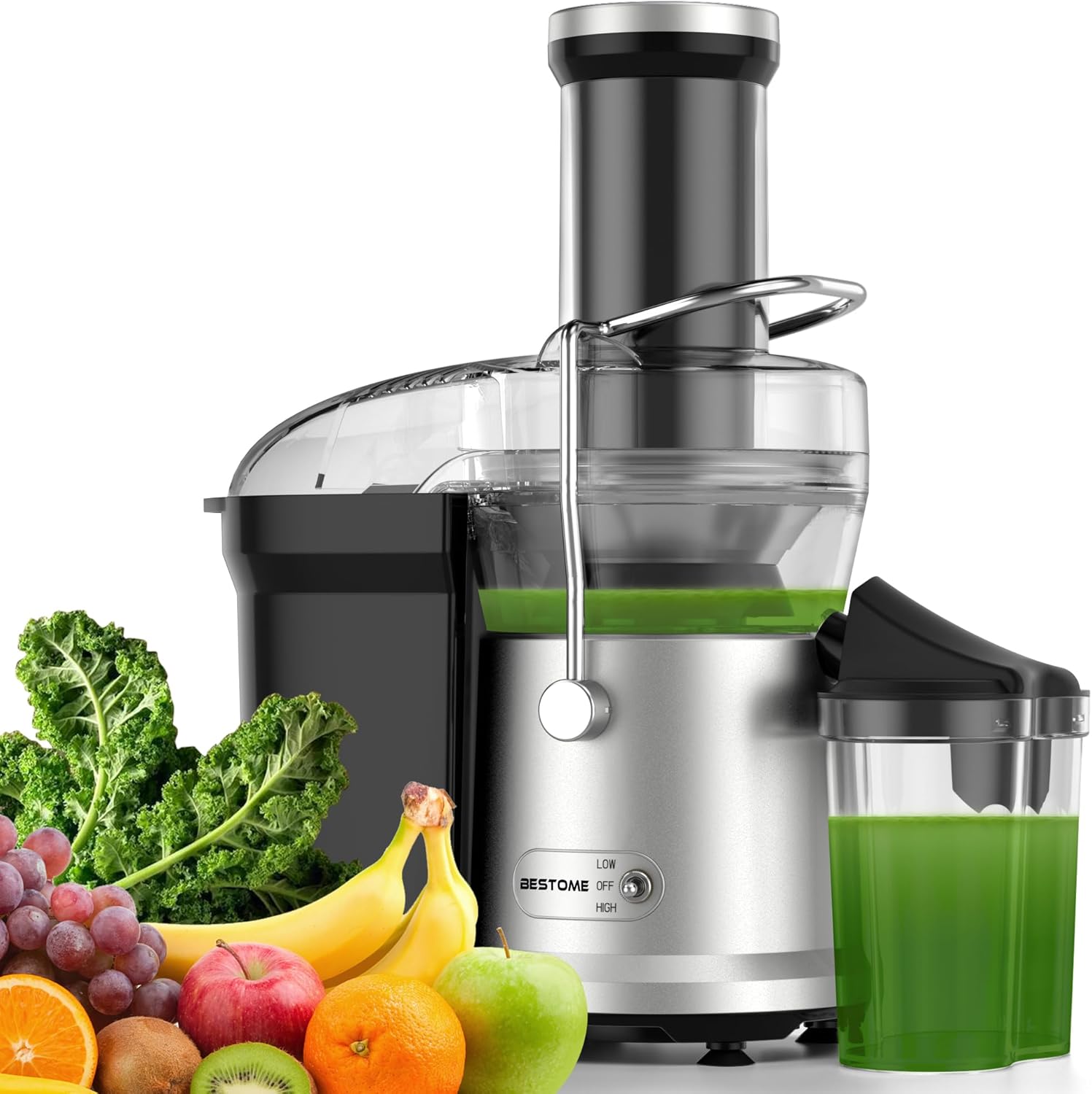 Juicer, 1200W Juicer Machine with 3" Feed Chute for Whole Fruits and Vegs, Dual Speeds Centrifugal Juice Extractor Maker with Heavy Duty Full Copper Motor, High Juice Yield, Easy to Clean, BPA-Free