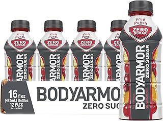 BODYARMOR ZERO Sugar Fruit Punch, Sugar Free Sports Drink - Low-Calorie Hydration - Natural Flavors with Potassium Packed Electrolytes, Antioxidants, and B-vitamins, 16 fl oz (pack of 12)