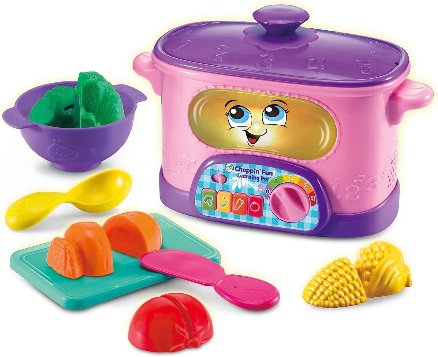 LeapFrog Choppin' Fun Learning Pot, Pink, Roleplay Kitchen Toy for Children, Interactive Learning Toy for Pretend Play with Food Names, Recipes and Colours, Gift for 12 Months Plus, English Version
