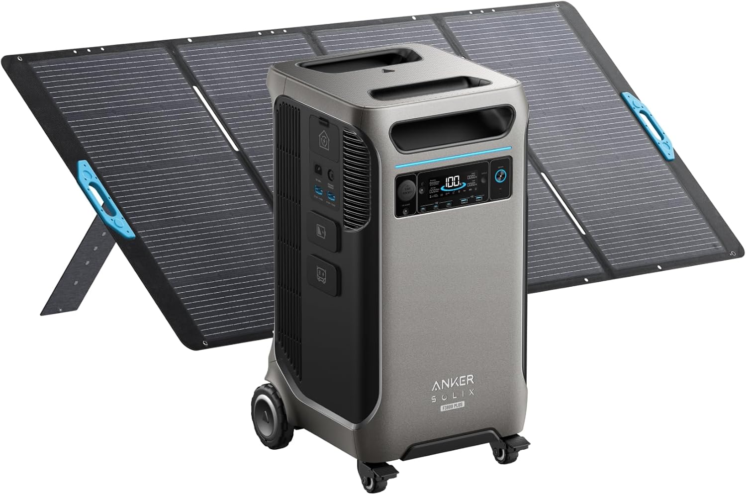 Anker SOLIX F3800 Plus Portable Power Station (Upgraded Version) with 400W Solar Panel, 3840Wh, 3,200W Solar Input, Generators for Home Use, Works with Generator, For Power Outages, and Emergencies