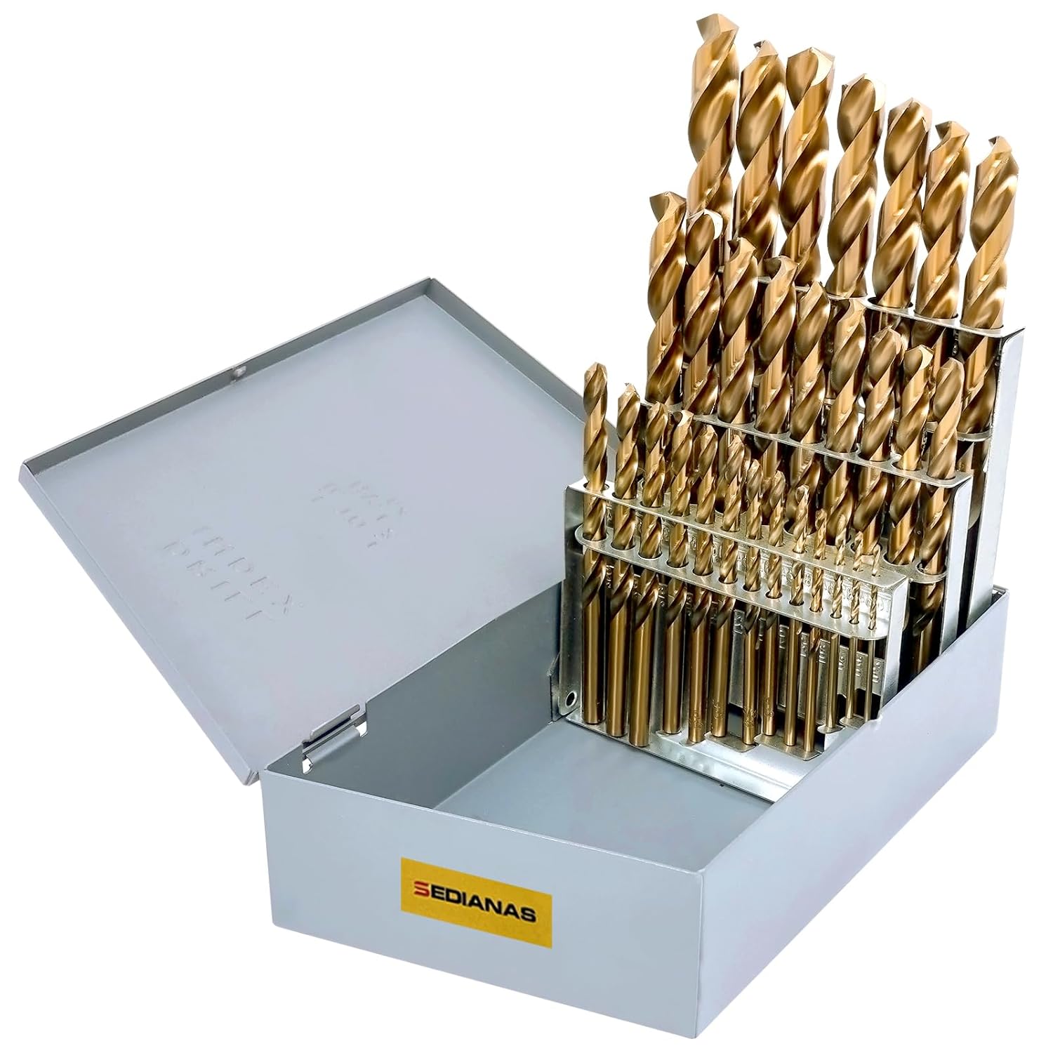 Cobalt Drill Bit Set - 29Pcs M35 High Speed Steel Twist Drill Bits for Hardened Metals, Stainless Steel, Cast Iron and Wooden Plastics with Metal Index Storage Box, 1/16"-1/2"