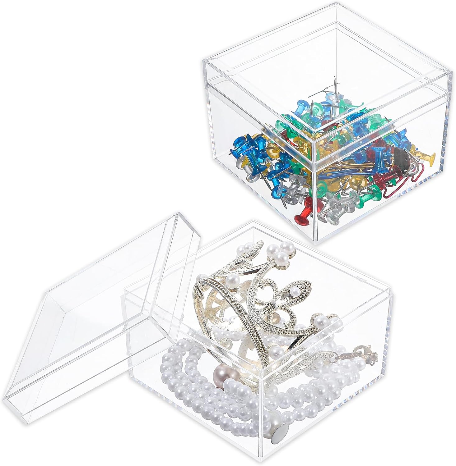 Gjinxi 2PCs Small Clear Acrylic Display Boxes for Memorabilia Diorama Assemble Diorama Display Case Dustproof Protection Showcase for Collectibles Memorabilia Figurines