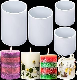 Silicone Molds for Candle Making, 4In and 3.5In and 2.5In and 2In Cylinder Mould Epoxy Resin Casting for Candlestick Make