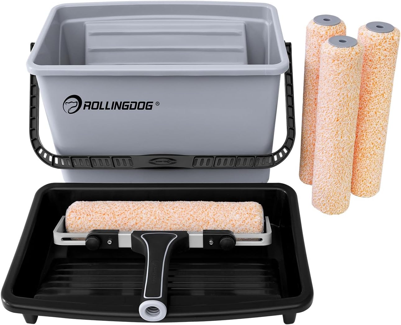ROLLINGDOG 12 Inch Paint Roller Kit - 7 PC Complete Painting Tool Kit for Home & Professional Use,Includes Adjustable Paint Roller and Microfiber Roller Covers
