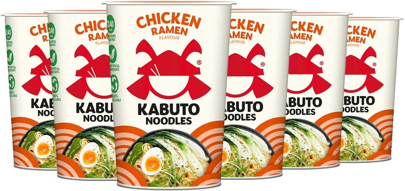 Kabuto Noodles | Chicken Ramen Flavour Instant Noodles | Pack of 6 x 65g Instant Pots