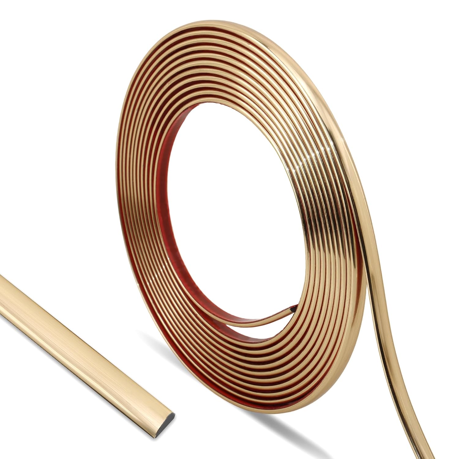 Trimold 65.6ft Brushed Gold Peel and Stick Molding Trim, Flexible Mirror Wall Ceiling Floor Cabinet Tile Edge Moulding