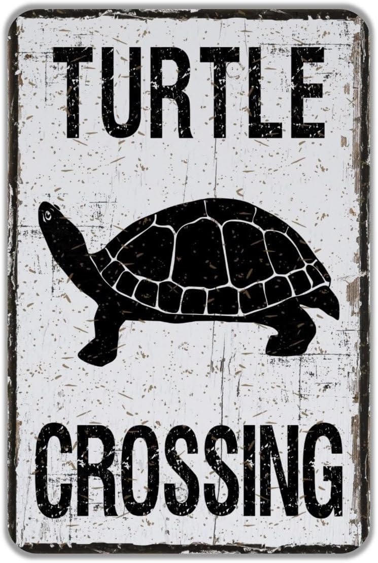 Distressed Style Turtle Crossing Metal Sign Vintage Wall Decor Metal Sign 8" x 12",24ja03sbB144