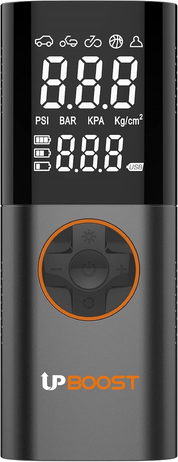 UPBOOST Ultra | Smart Portable Tyre Inflator | 7800mAh Battery, 3.2'' Large HD Screen,90W Motor,150PSI | Cordless Rechargeable Tyre Pump Air Compressor 12V | Bike Pump For Tyres,Car,Bikes & Balls