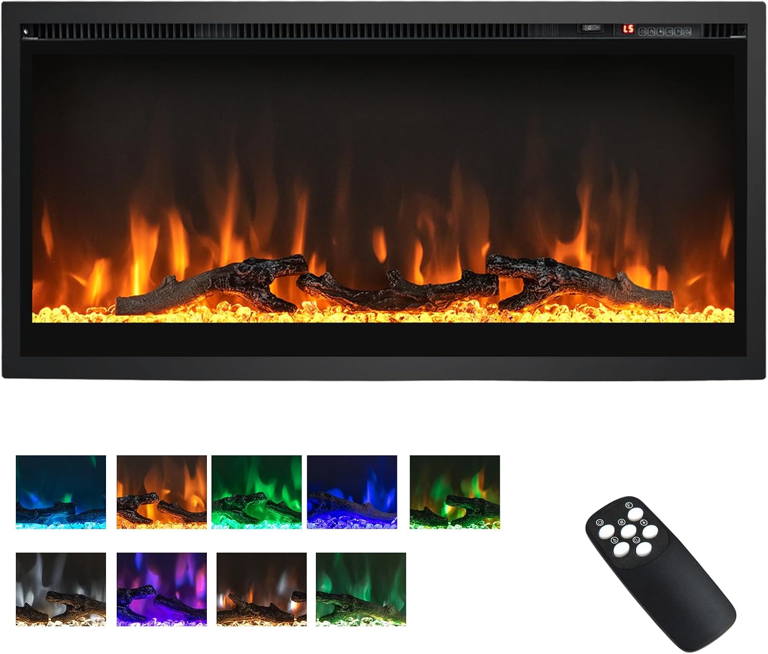 ORALNER Electric Fireplace Insert 36 Inch Wide, Recessed & Wall-Mounted Fireplace Heater with Thermostat, 9 Flame Colors & 5 Adjustable Brightness, Remote Control & 8H Timer, 750W/1500W (36 Inches)