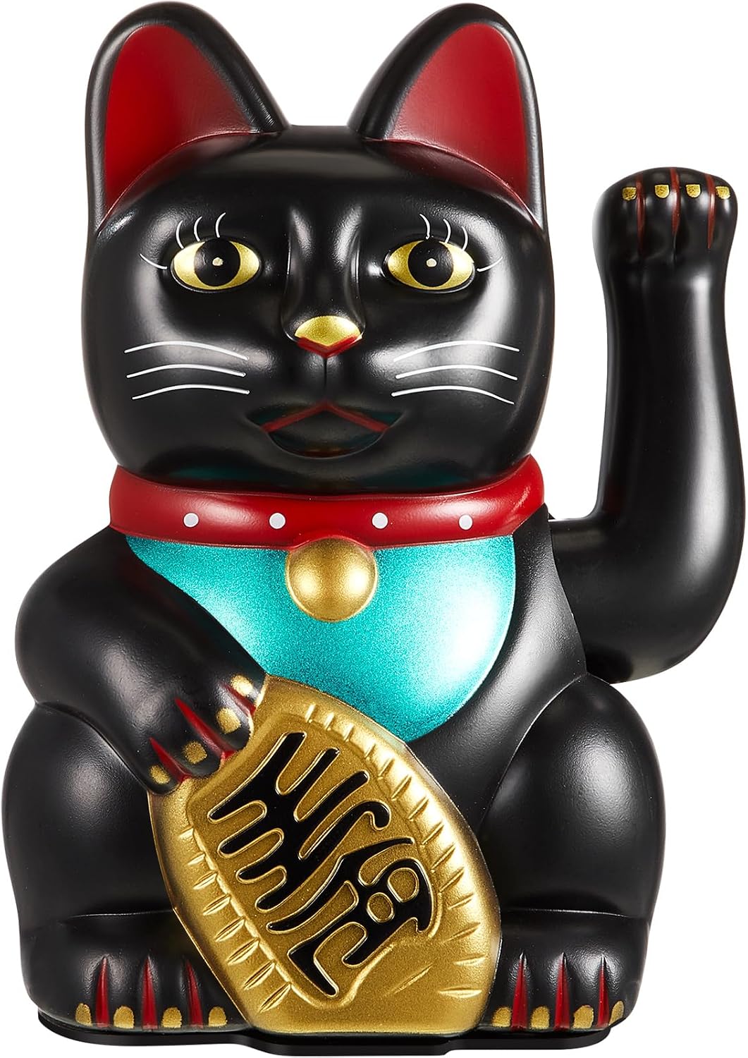 Chunful 6 Inch Black Lucky Cat Waving Arm Maneki Neko | Japanese, Lovely Chinese Cat, Feng Shui Wealth, Good Luck, for Front Desk, Car, Business Openings, Battery Not Included