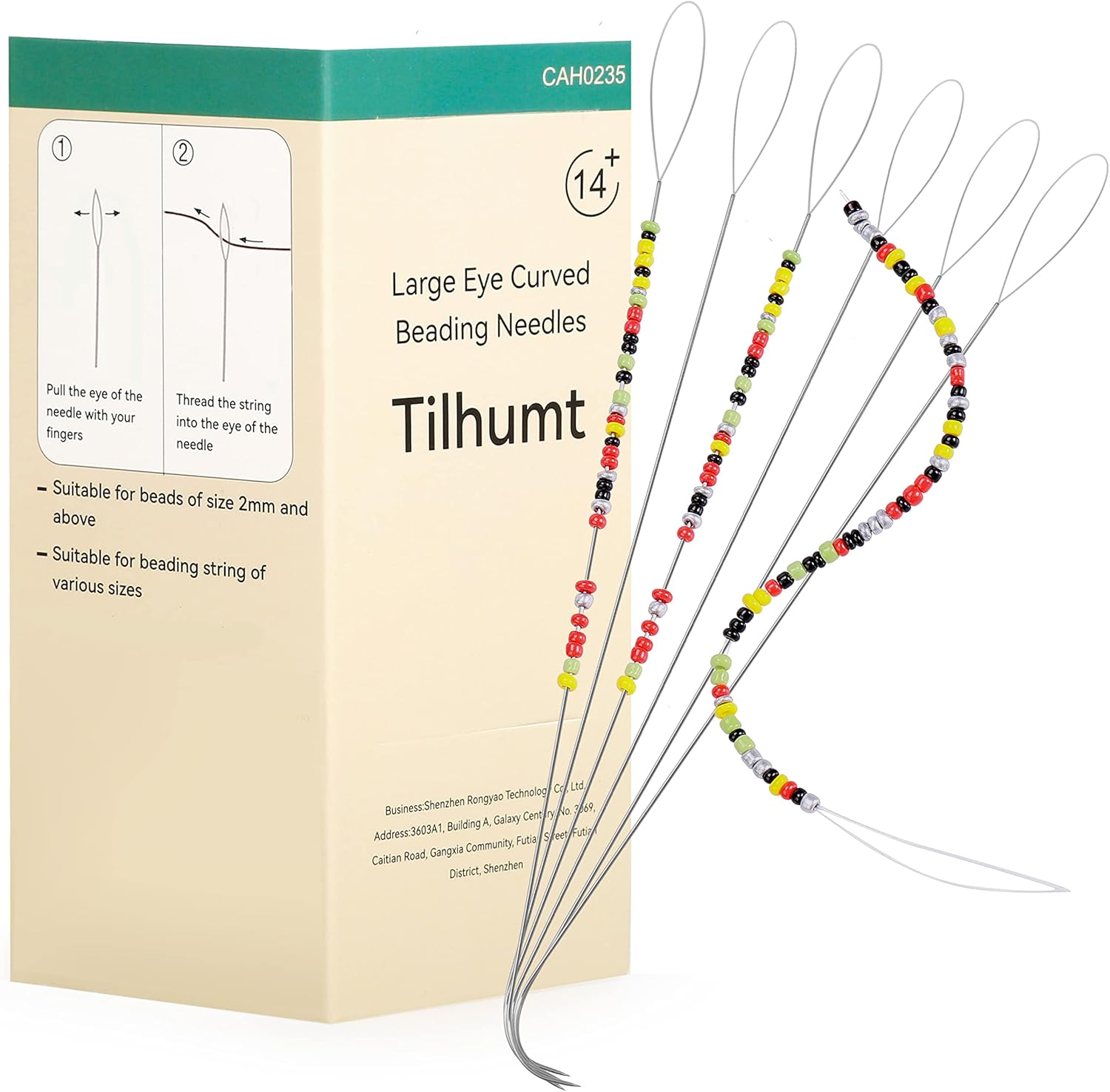 Tilhumt 6 Pieces Beading Needles, 5.5 inch Large Eye Stainless Steel Bead Spinner Needles for Beading & Jewelry Making, 0.65mm Diameter