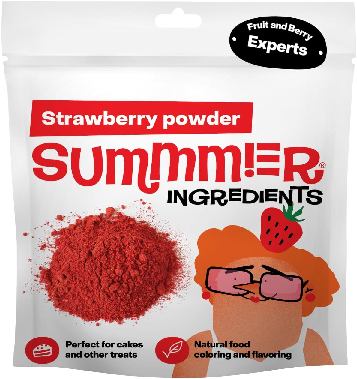 Summmer Freeze Dried Strawberry Powder (50g) No Added Sugar, Pure - 100% Natural Strawberries - For Baking, Flavoring, Coloring - No Sugar Added - Gluten Free - Non-GMO - Vegan Friendly