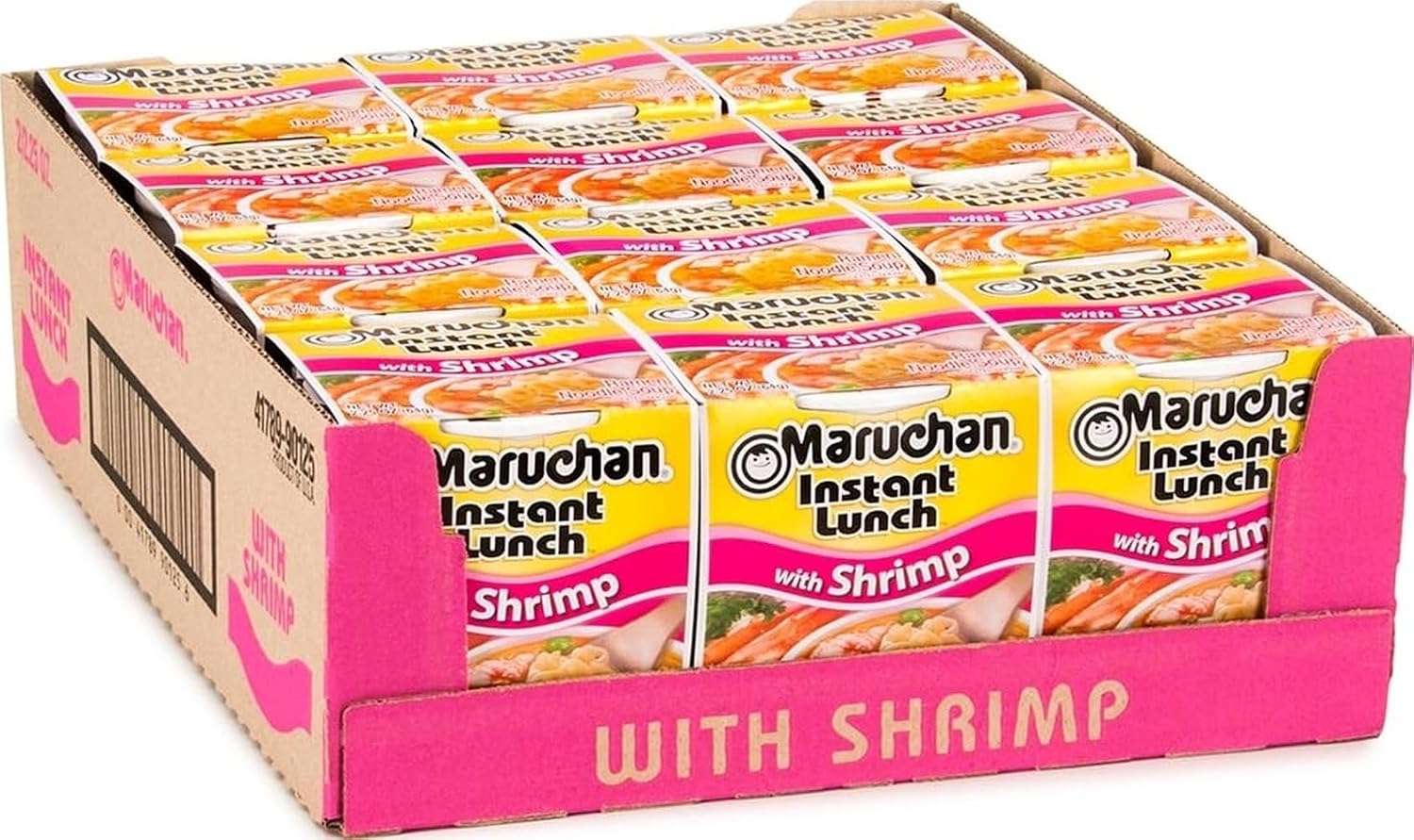 Maruchan Instant Lunch Ramen Noodles, Shrimp Flavor – Japanese-Style Instant Noodle Soup, Easy Meal Ready in 3 Minutes – 2.25 Oz. (12 Pack)