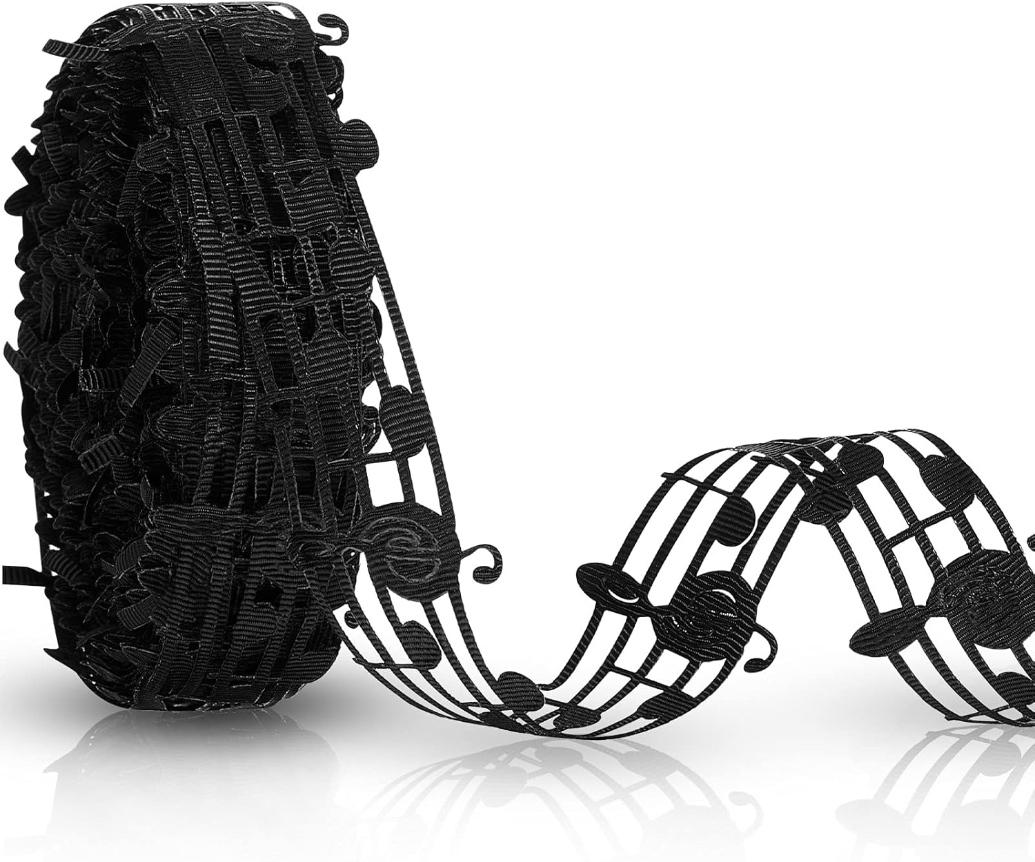 Shappy 1 Roll 20 Yards Music Note Ribbon Musical Hollow Grosgrain Engraved Notation Craft Ribbons Clothing Trim Accessories for DIY Handmade Wrapping Homecoming Supplies