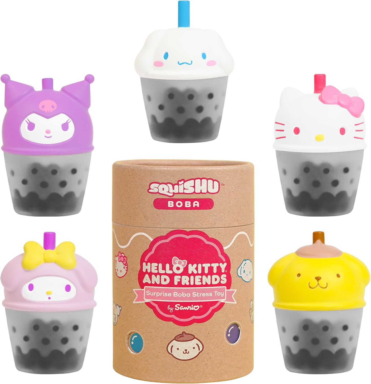 Hamee Sanrio Hello Kitty and Friends [Surprise Blind Capsule] [Boba Series] Cute Squishy Figurine [Birthday Gift Bags, Party Favors, Gift Basket Filler] - 1 Pc.