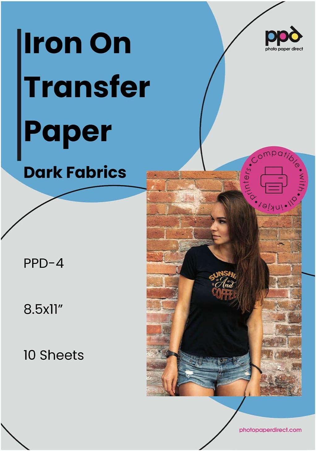 PPD Inkjet Premium T Shirt Transfer Paper A4 for Dark Fabric x 10 Sheets PPD-4-10
