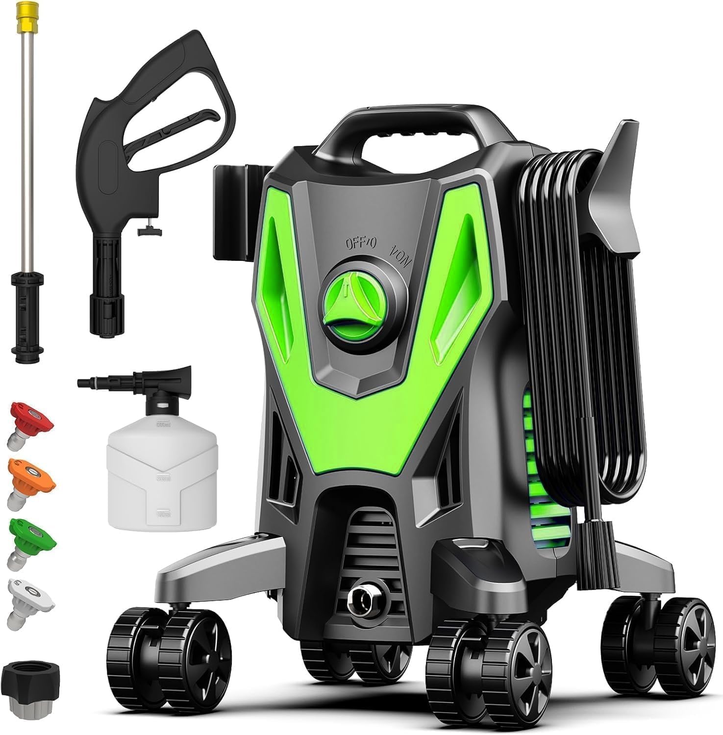Pressure Washer, 4800 PSI 3.0GPM High Pressure Cleaning Machine with 35 FT Power Cord, 20 FT Hose, Foam Cannon, 4 Nozzles,Easy Store for Car/Garage/Patio