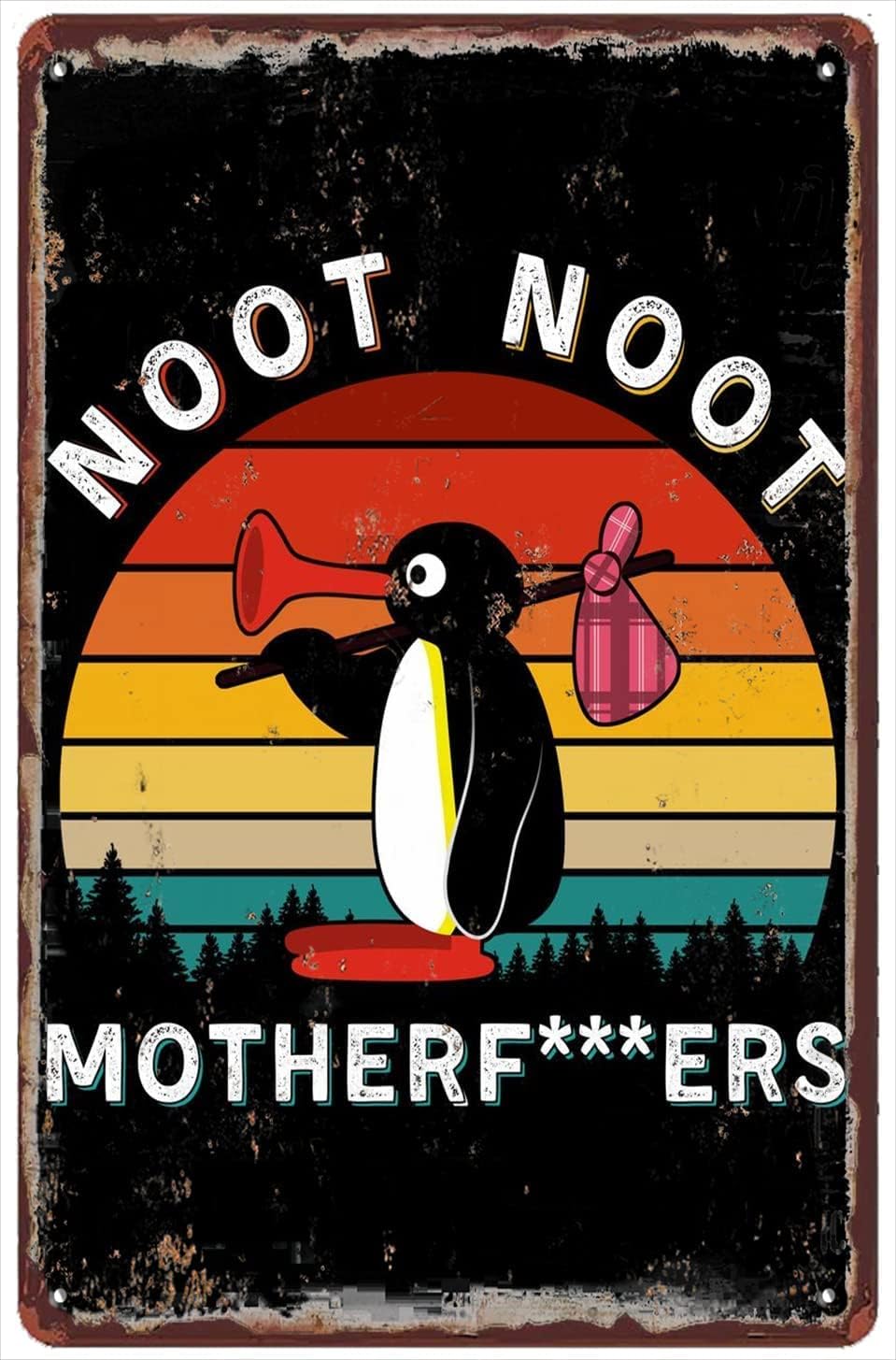 Retro Decor Penguin Metal Tin Signs Noot Noot Pingu Vintage Metal Home Living Room 6x8 Inch Aluminum Signs Wall Art Wall Decor Poster