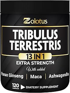 13in1 Tribulus Terrestris Capsules - 16000mg Per Serving with Maca, Horny Goat Weed, Panax Ginseng, Saw Palmetto, Tongkat Ali, Shilajit & More - Energy, Stamina Supplement for Men & Women - 120 Counts