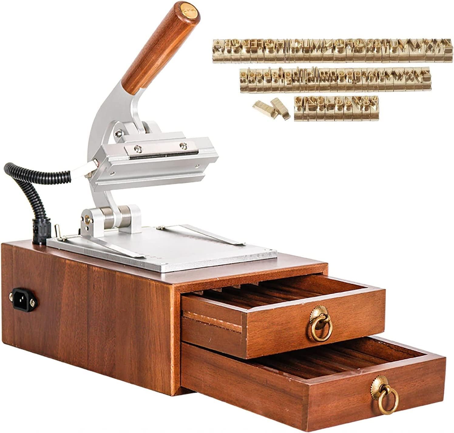 CAULO Hot Foil Stamping Pressure Mark Machine Hot Stamping Machine Leather Embossing Machine for CustomLeather PU Paper Bag (With 62 Letters)