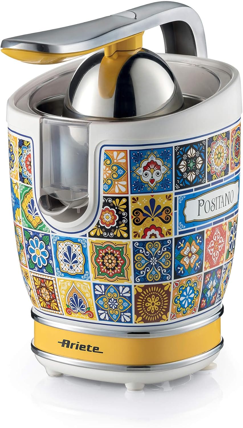Ariete 413, Positano Citrus Juicer, Electric Juicer with Professional Lever, 2 Cones for Large and Small Fruits, Silent Pourer, Professional Press, Metal Body