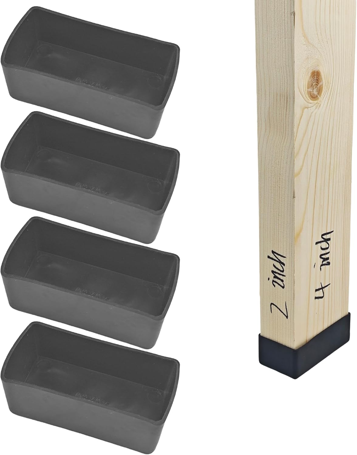 2x4 Wood Post End Cap - 4Pcs 2"x 4"Post caps (2 inch x4 inch) PVC Floor Protector,50mm*100mm Waterproof and Anti-Friction,Suitable for Table Legs, Chair Legs, armrests and Other Wood