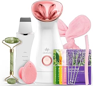 Facial Steamer Self-Care Gift Kit: Nano Ionic Face Steamer with 15 Skin Care Tools for Deep Cleaning Unclogs Pores - Home Sauna Spa Humidifier Hot Mist for Women Men Sinus Moisturizing (Rose Gold)