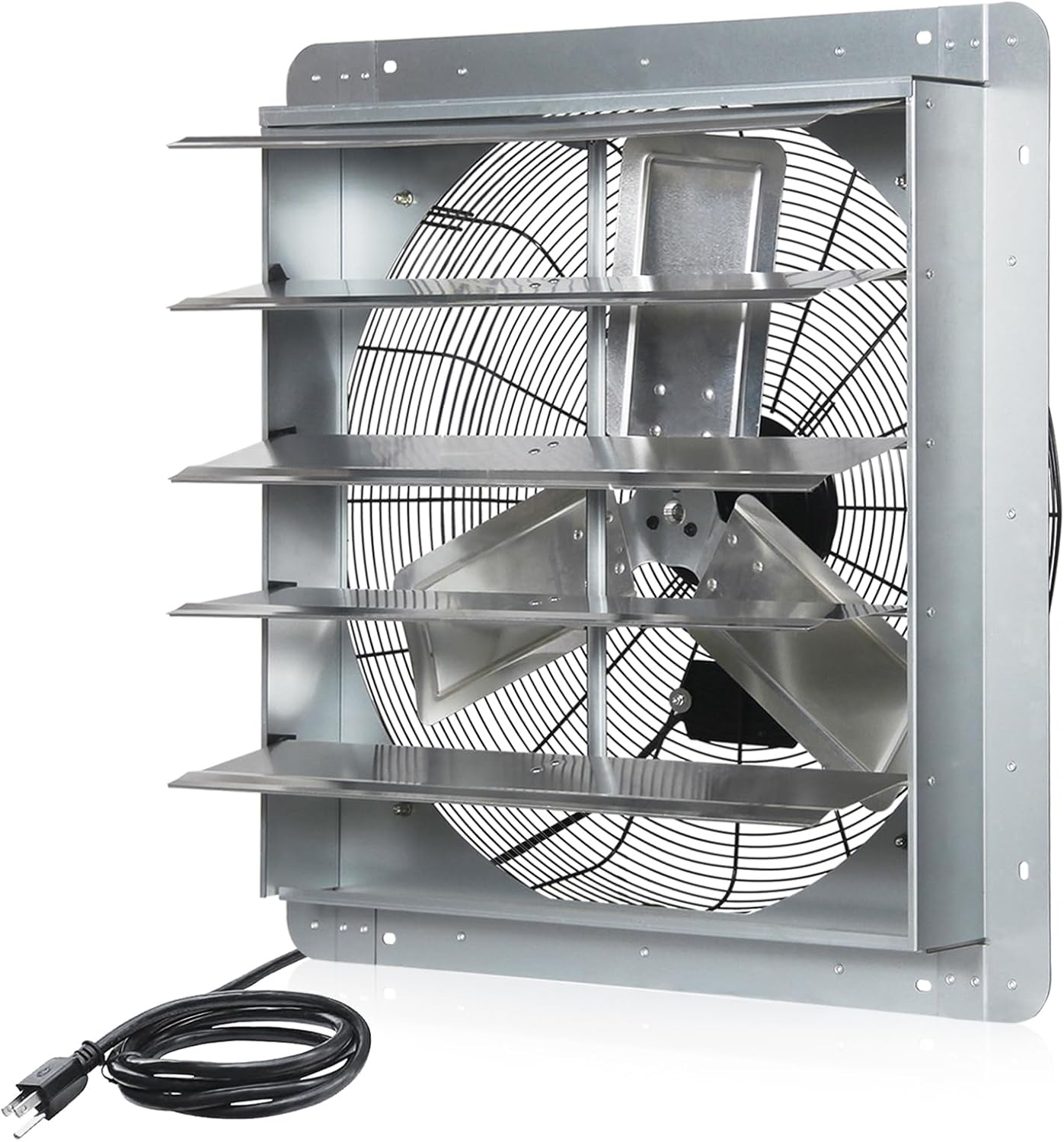 VENTISOL 24 Inch Shutter Exhaust Fan Wall Mounted, 4200CFM Ventilation Fan with Pre-Installed 1.65m Power Cord & Variable Speed Controller for Garages, Attic, Shops, Greenhouse
