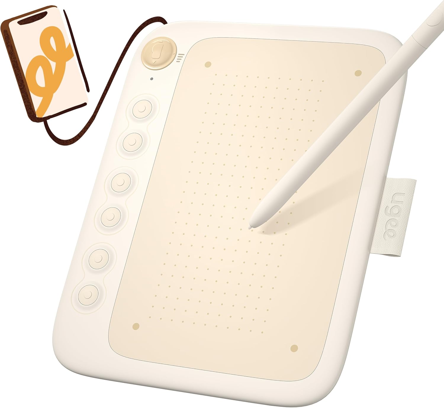 UGEE Q6 Drawing Tablet for Android Phone, Graphic Tablet with 6Hot Keys, 6.5”x4” Portable Writing Tablet Adjustable Drawing Mode, Drawing Pad with 16K Levels Battery-Free Stylus for Mac/Windows/Chrome