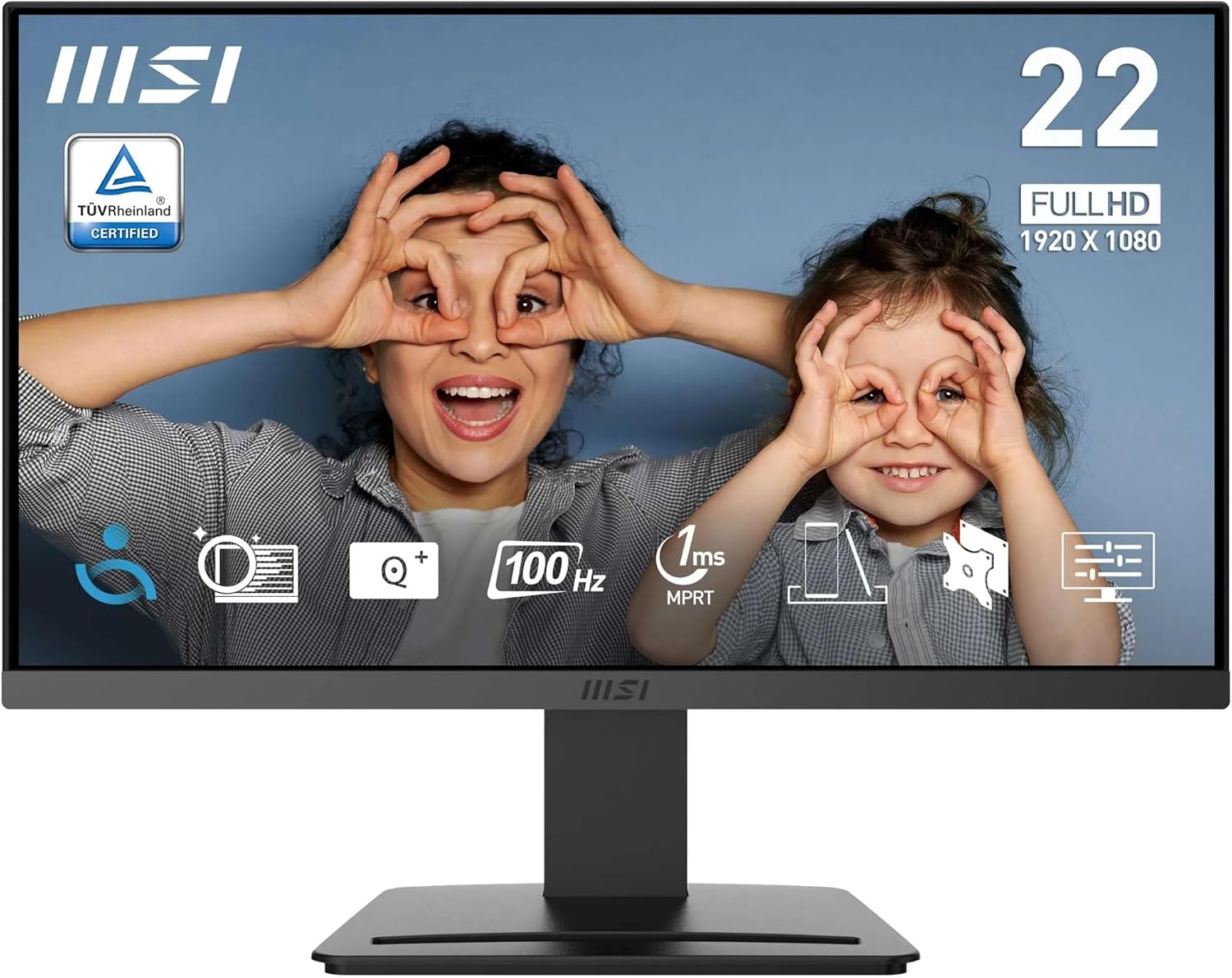 MSI PRO MP223 E2 21.45-Inch Full HD Office Monitor - 1920 x 1080 Resolution, 100Hz, Eye-Friendly Screen, Tilt-Adjustable - HDMI™ 1.4b, DisplayPort 1.2a