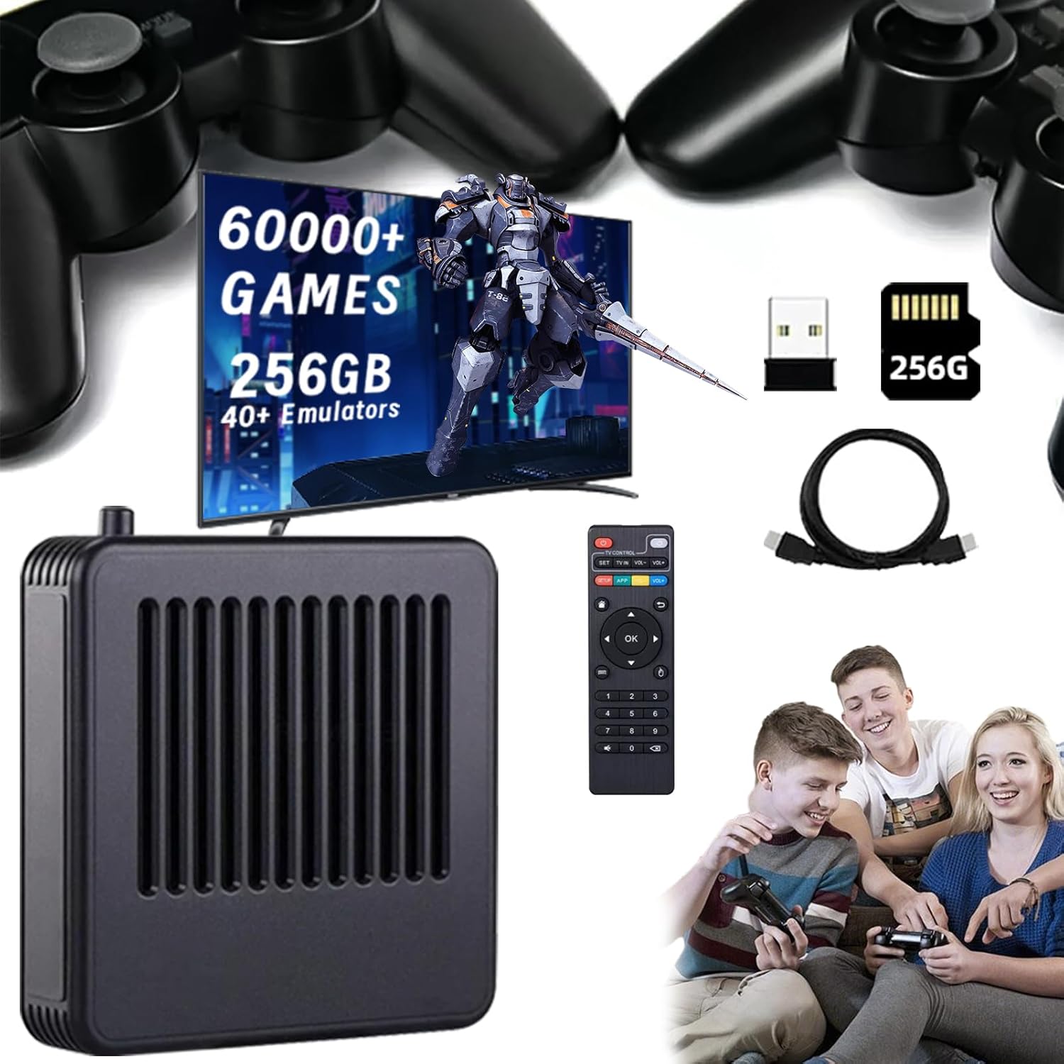 Temoo Retrowave G11 Pro Retro Games Console for TV, 256GB 60000+ Games Plug & Play Games Consoles Supports 40+ Emulators, Nostalgic Box Game Stick with Dual 2.4G Wireless Controllers