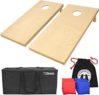 GoSports Premium Solid Wood Cornhole Set - Choose 4'x2' or 3'x2' Game Boards, Includes 8 Corn Hole Toss Bags
