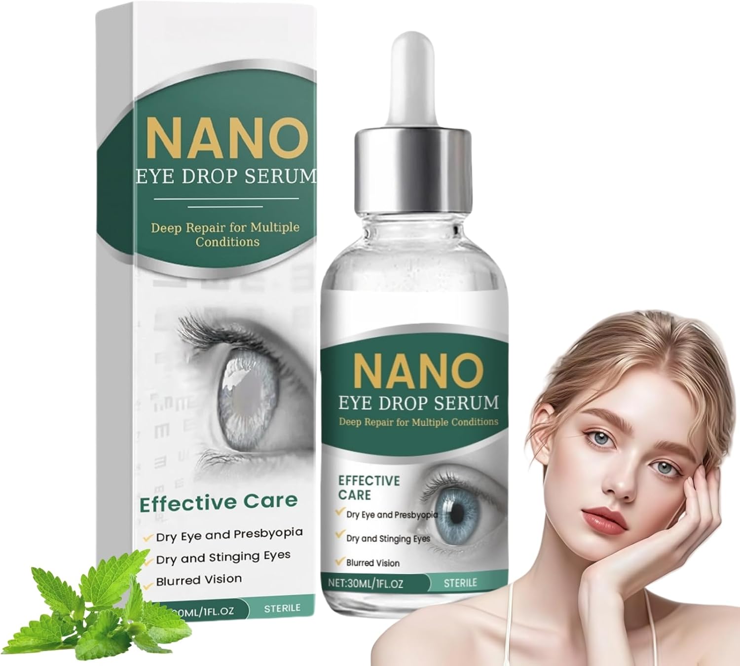 Na-no Eye Drops Serum,Presbyopia Eyes Drop,Brightening Eye Drops,Eyedrops Dry and Tired Eyes,Long Lasting Moisturizing Liquid,Gentle and Natural Care Formula,Relieve Dryness and Fatigue,Easy to Use