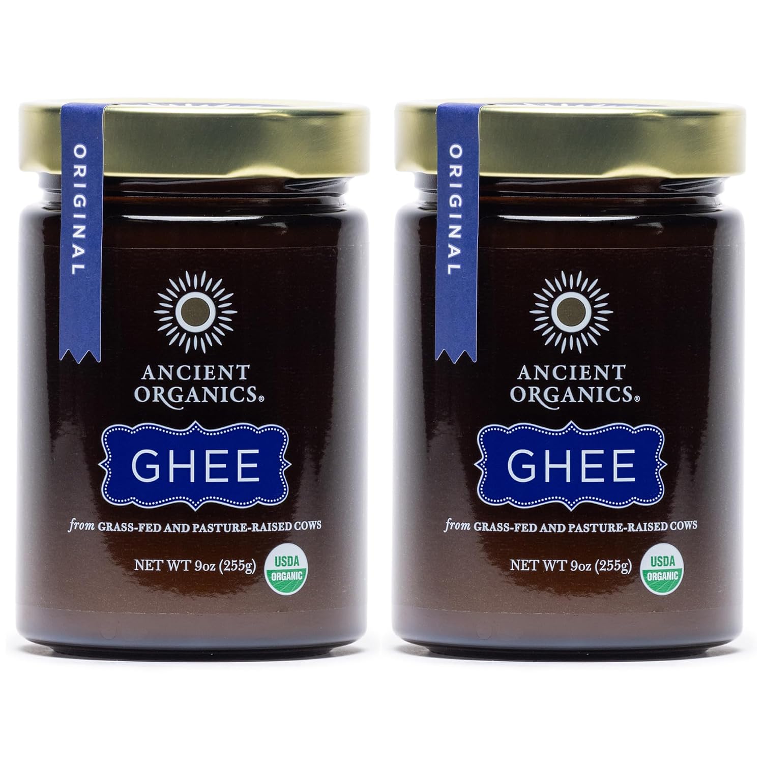Ancient Organics Ghee - Organic Grass Fed Ghee Butter - 9 Oz (Pack of 2)