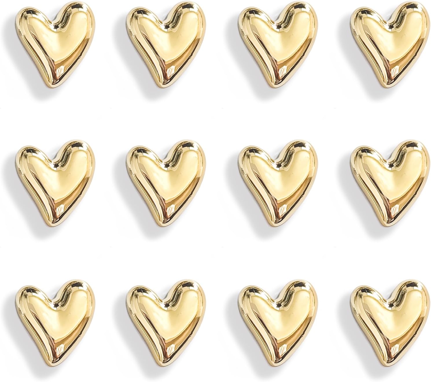12PCS Refrigerator Magnets Gold Magnets for Fridge 0.83in Small Love Heart Cute Decorative Magnet Set for Home Kitchen Office Whiteboard Decor
